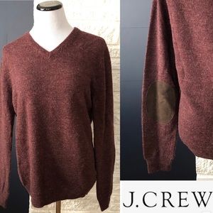 J. Crew Slim Merino V-Neck Elbow-Patch Sweater